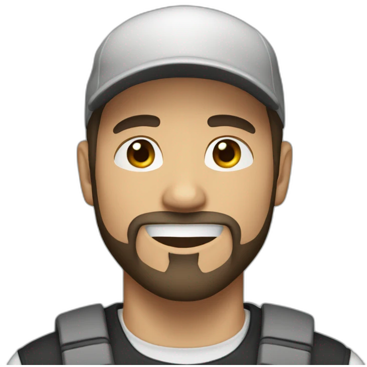 White man dark hair wearing a backwards cap and a goatee beard emoji