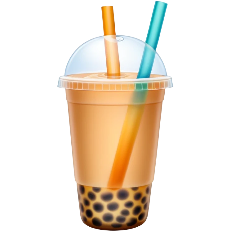 Colorful Bubble Tea Cup Straw white back ground emoji