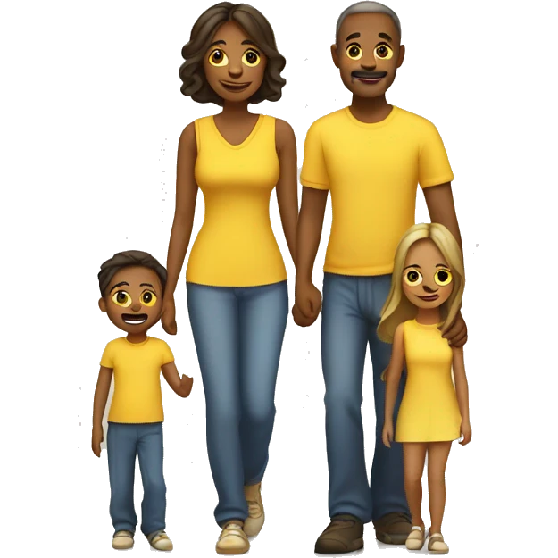 Yellow family of Mom and dad with son and daughter  emoji