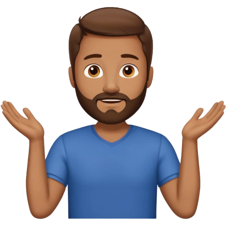 A man with brown hair and beard with his arms open waiting for a hug emoji