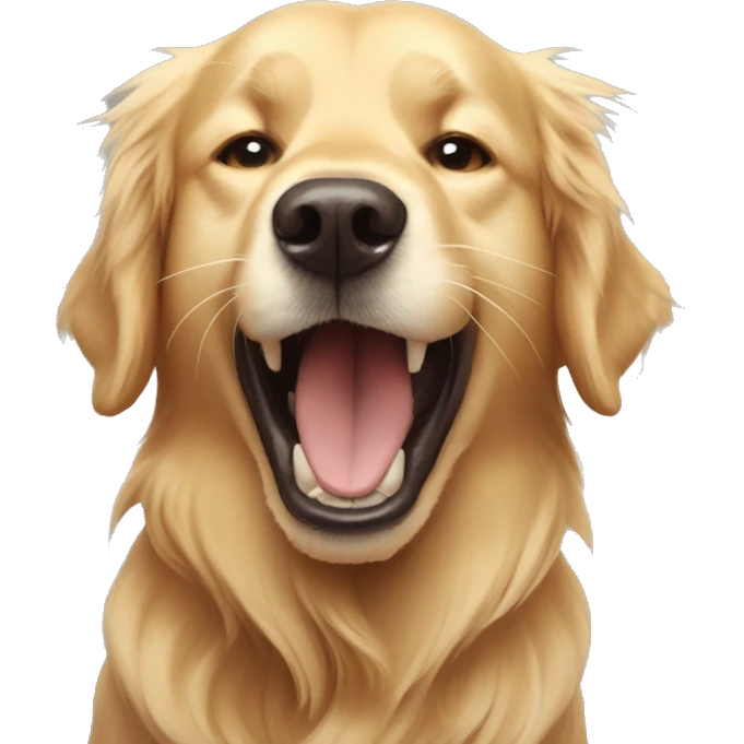 one golden retriever scream "goal!" with text emoji