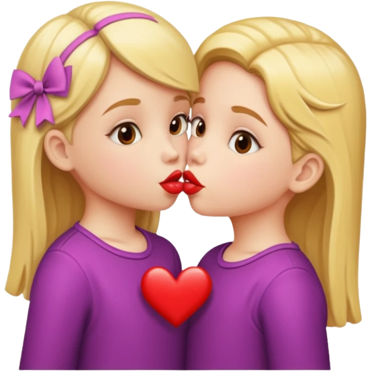 two little gals kissing on the lips emoji