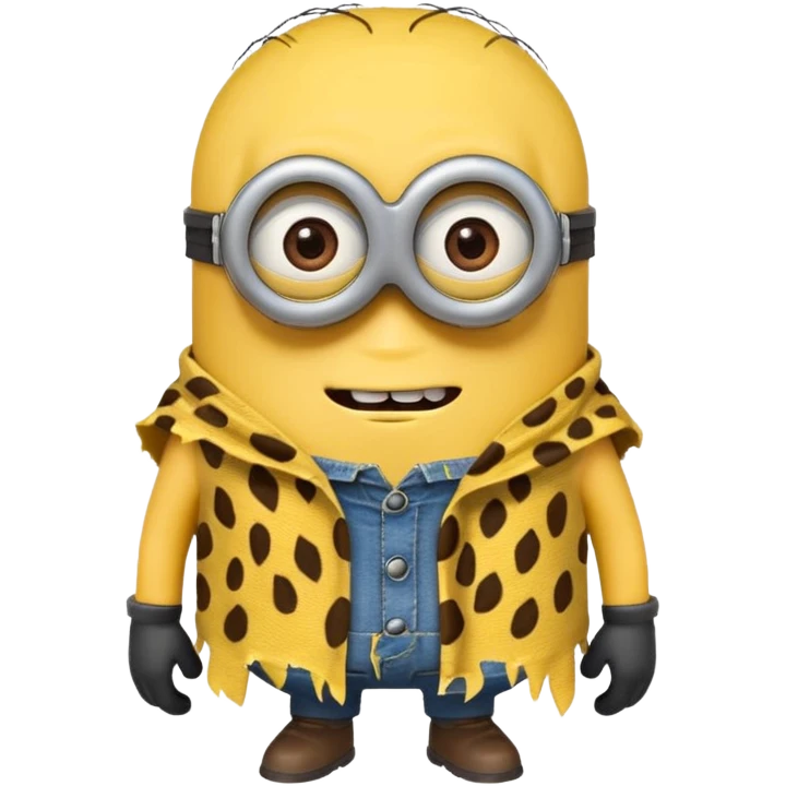 a minion wearing ancient animal skin cloth emoji