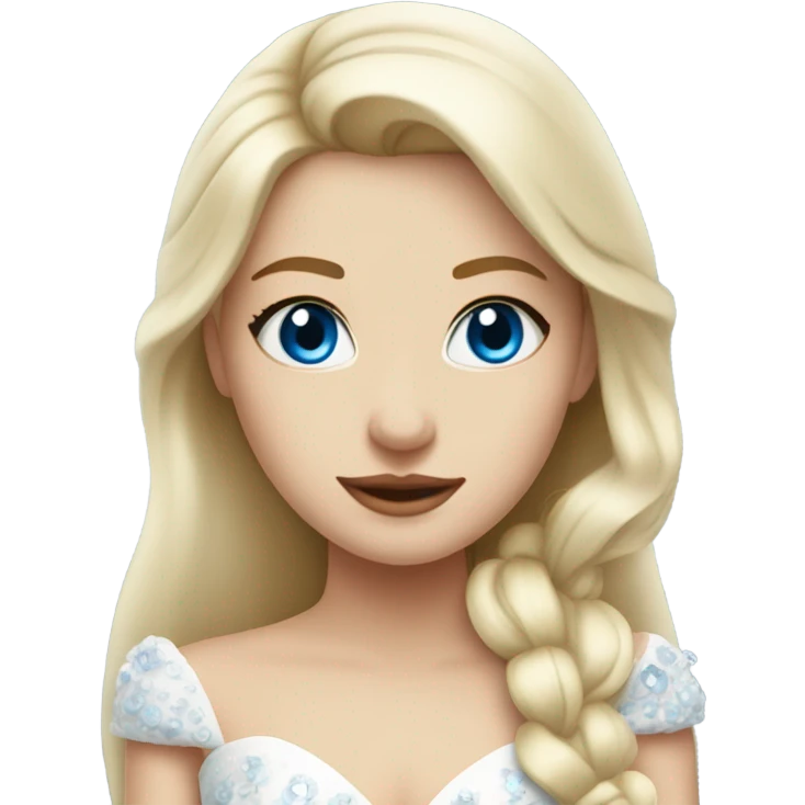 Beautiful blond girl with blue eyes and Hearted wedding dress emoji