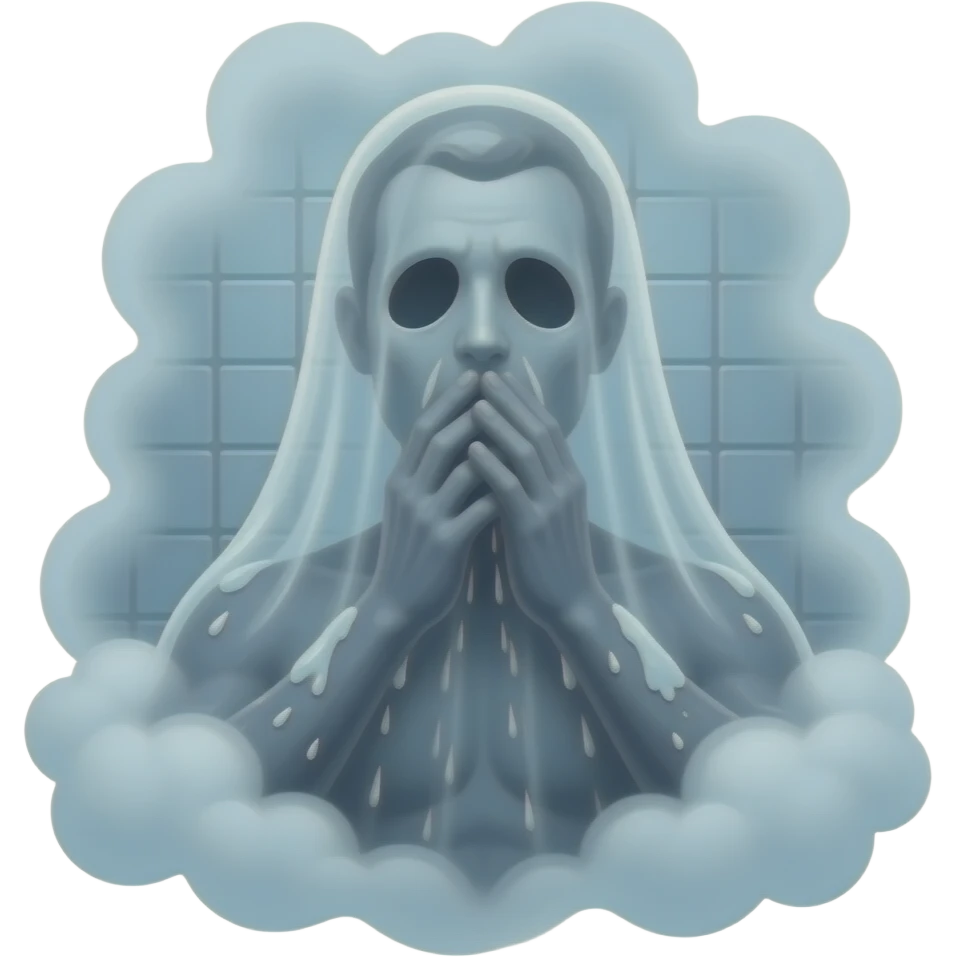 Un homme fantôme plein de poussière prend sa douche emoji