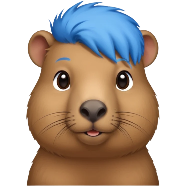 Capybara with bule head hair, standing emoji