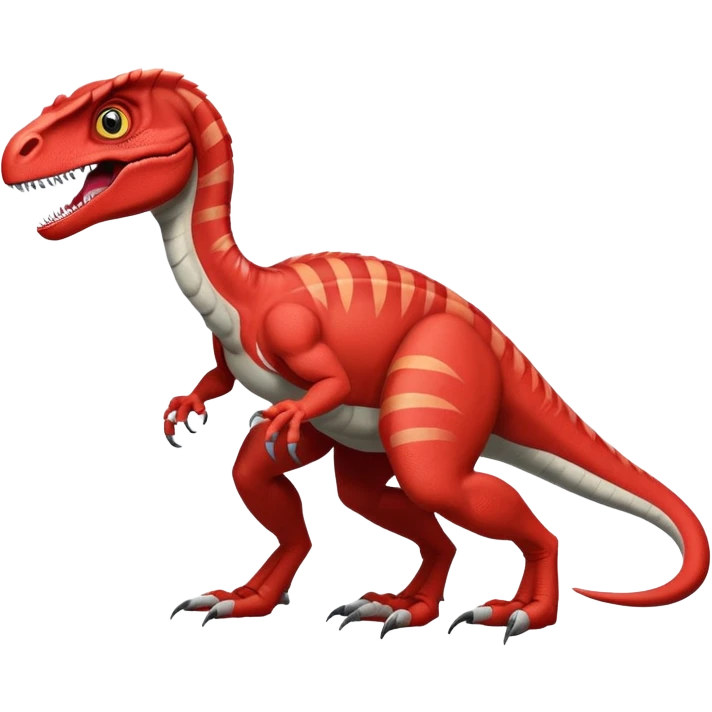 Red velociraptor with 2 legs 2 arms and 1 tail emoji