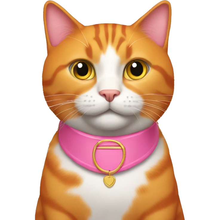 All orange cat with pink collar emoji
