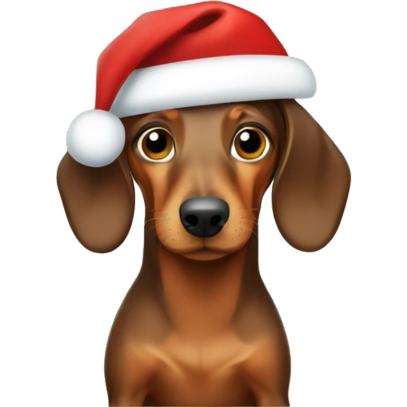 Brown Dachshund under Christmas tree emoji