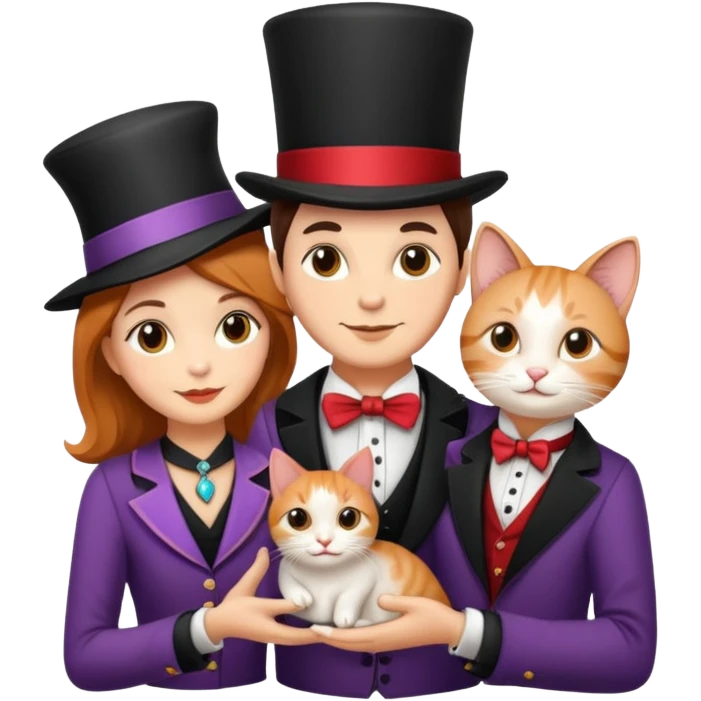 Icon Contour  Magician Couple and Their Pet Cat  emoji