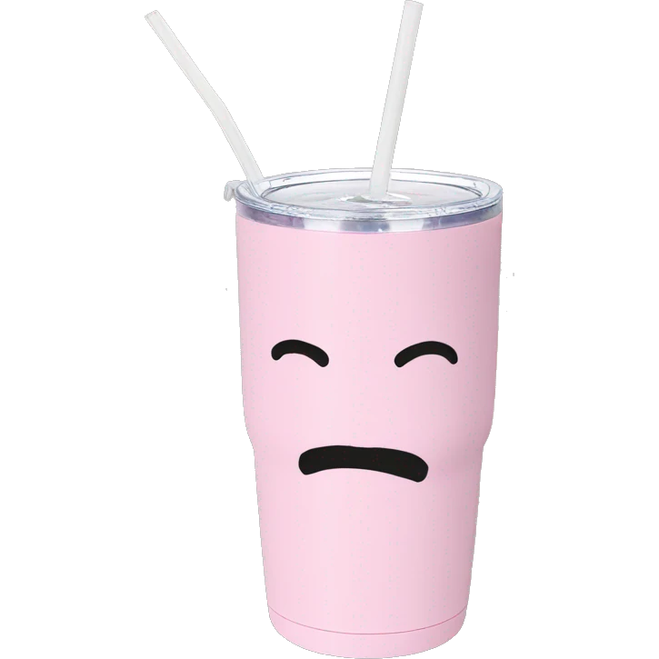 Light pink 40oz Stanley tumbler with straw  emoji