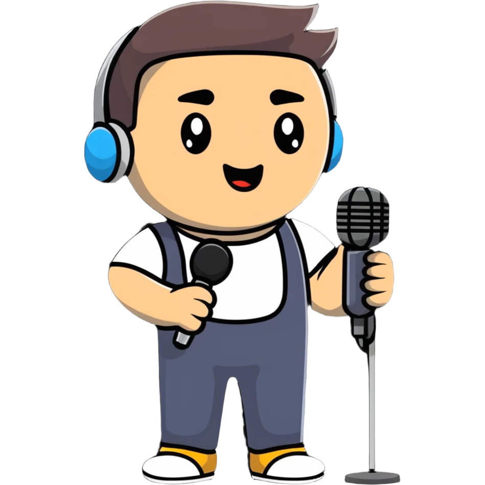 Man holding a microphone, performer emoji