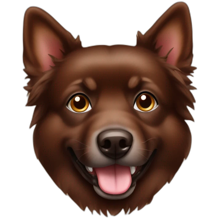 Spitz dog full face chocolate brown dog  emoji