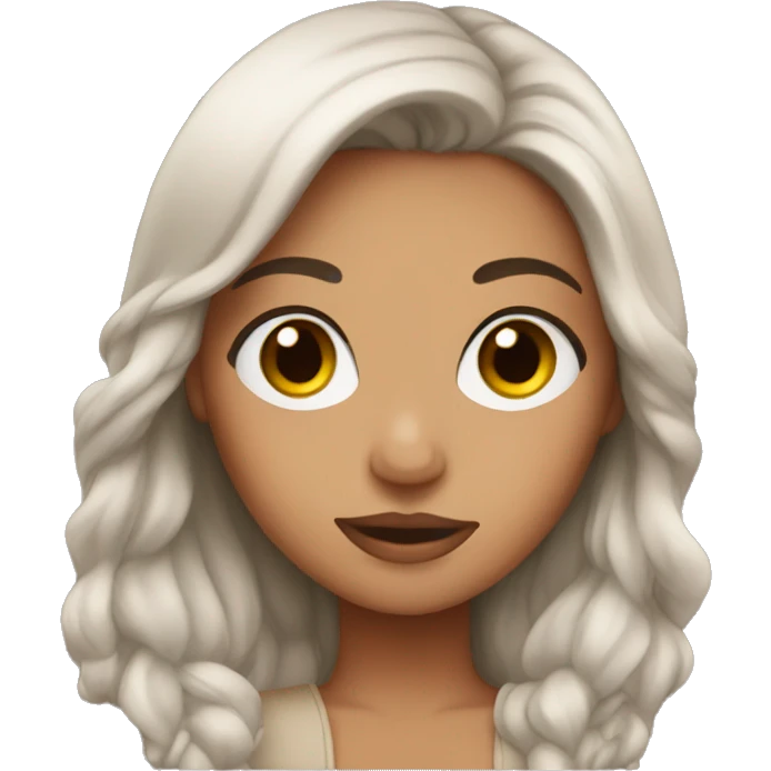 Girl cozy with long lashes and brown hair emoji