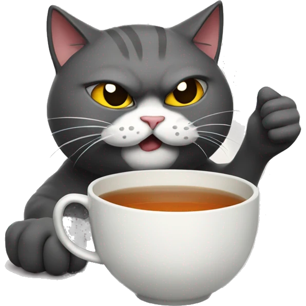 Angry cat sipping tea emoji