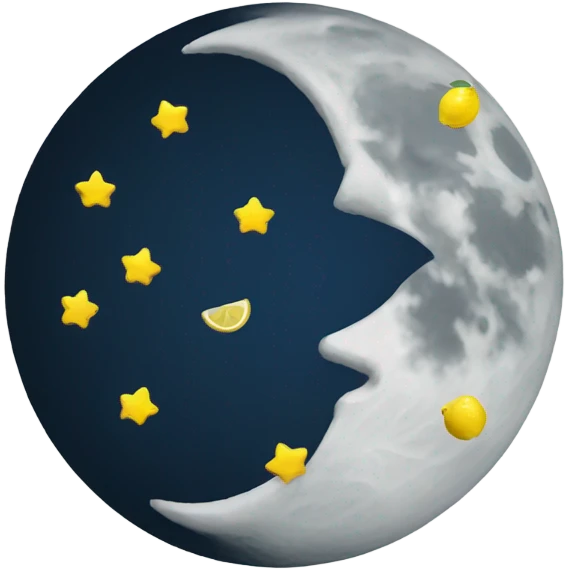 a moon with a lemon shar emoji
