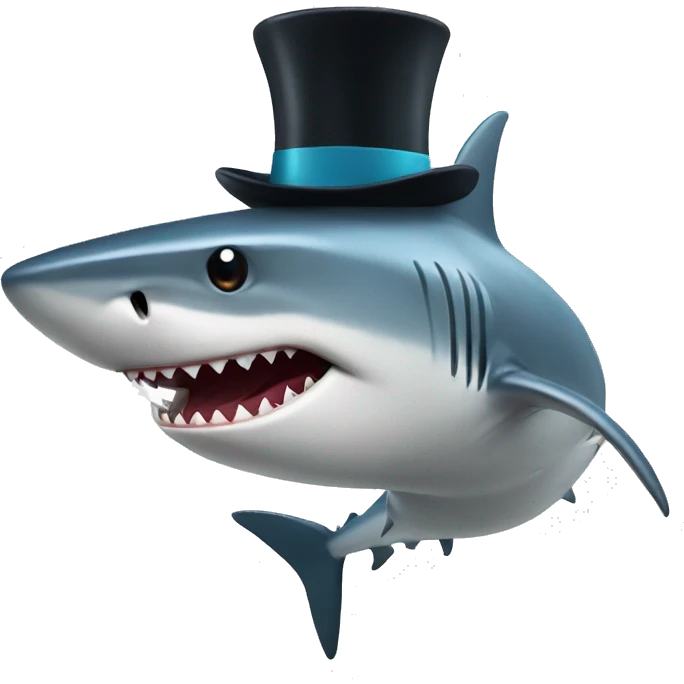 Shark with a top hat emoji