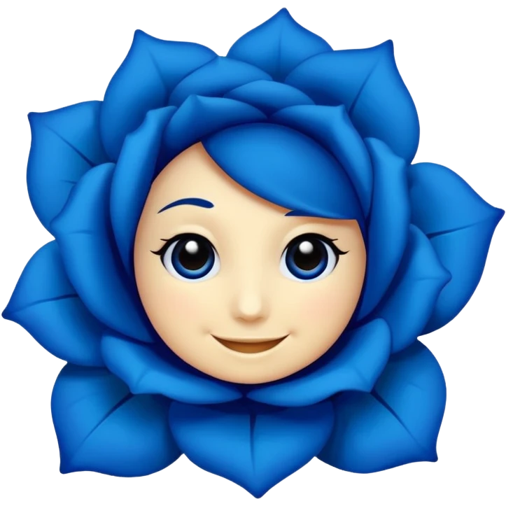 blue rose with eyes and smile no face emoji