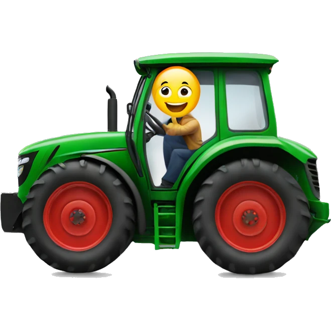the driver leaning out and waving from the tractor emoji