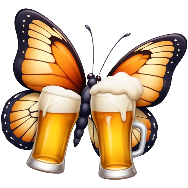 Butterfly drinking beer emoji