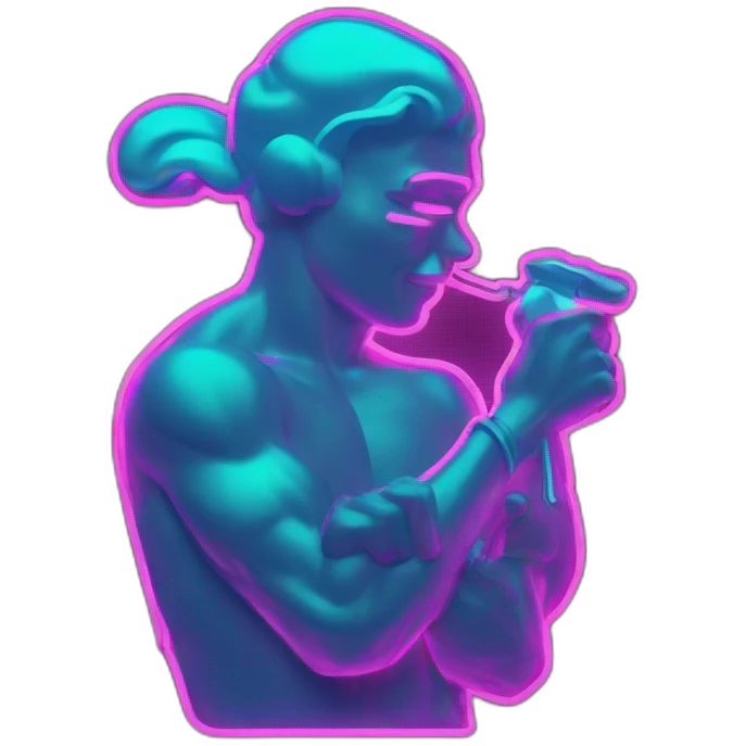 Juicy booty neon sign style man emoji