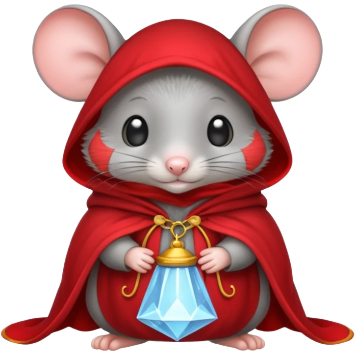 baby grey mouse, in magic red cloak emoji