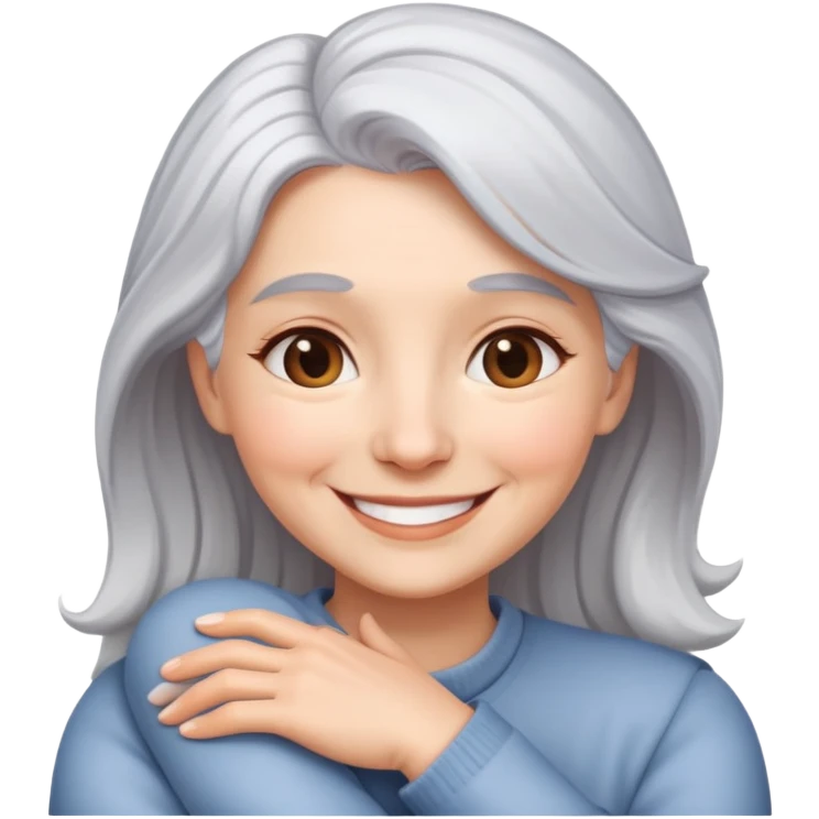 silver-haired lady smiling and hugging emoji