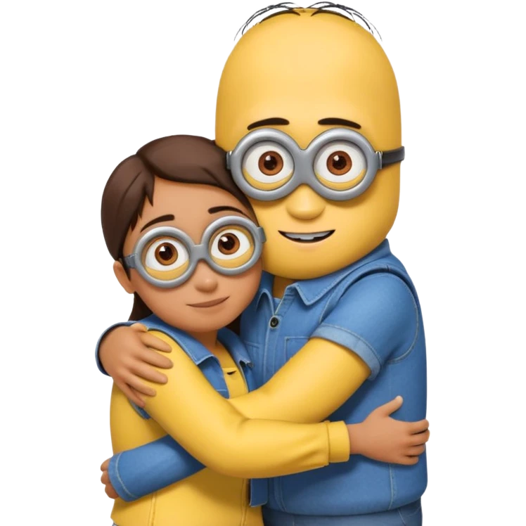 Huging a friend for minions emoji