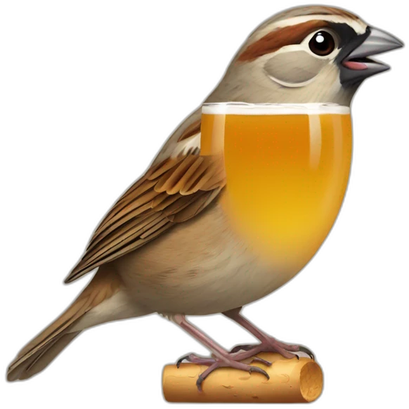 Sparrow drinking cidre emoji