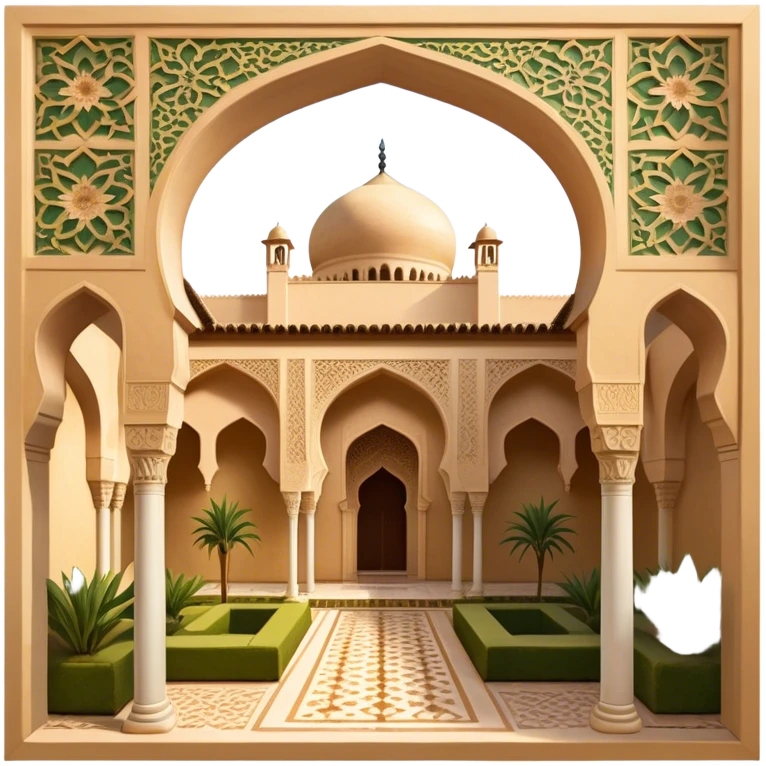 Alhambra – Cinematic Realistic Alhambra, depicted as a majestic Moorish palace with intricately carved arches, lush courtyards, and detailed tile work, bathed in soft golden light and dynamic shadows that highlight its opulent historical beauty. emoji