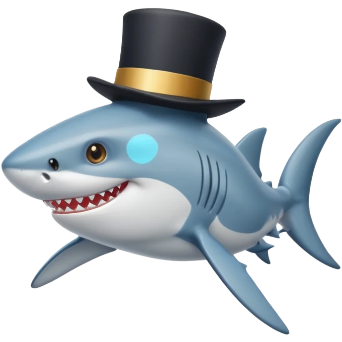 cartoon shark with a fancy top hat emoji