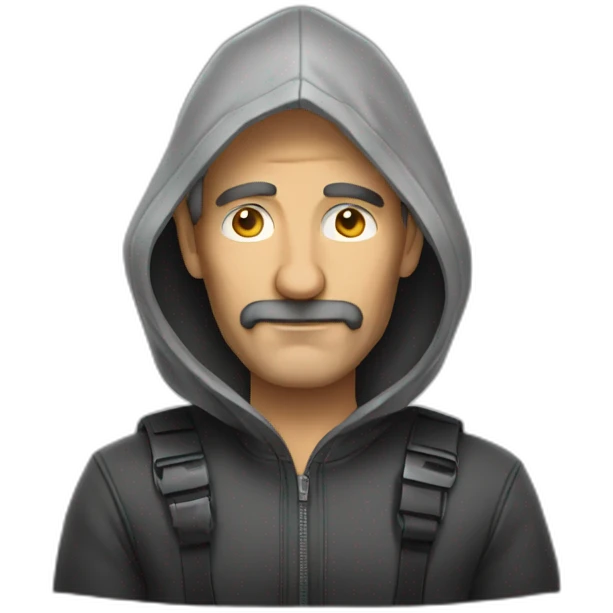 Middle-aged hacker no mustache emoji