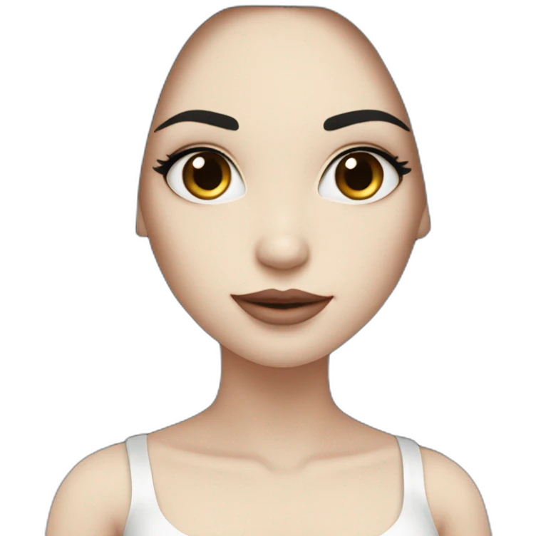 Coquette girl long black hair and pale skin emoji