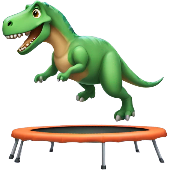 Make a dinosaur jumping on a trampoline emoji
