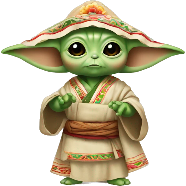 baby yoda wearing traditional mexican clothing emoji