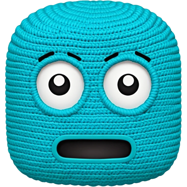 novelo de crochê na cor ciano sem rosto emoji