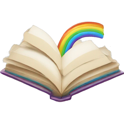 Open book with rainbow emoji