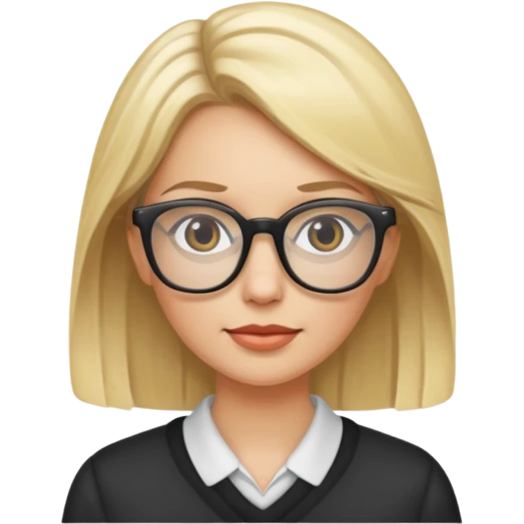 White woman, Blode hightlights, glasses,  emoji