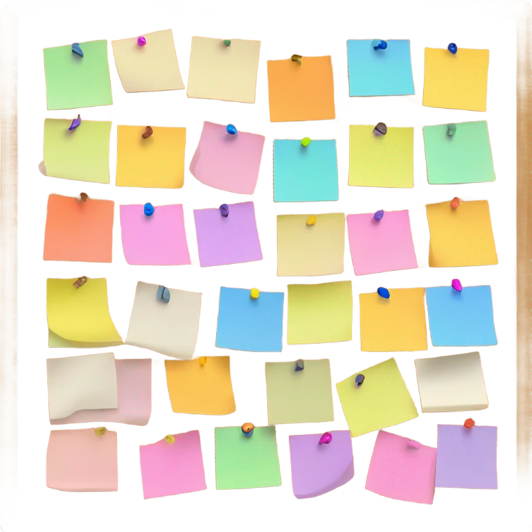 Cork board with notes on it emoji