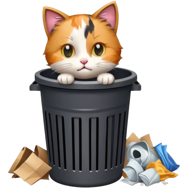 Kitty in a trash can emoji