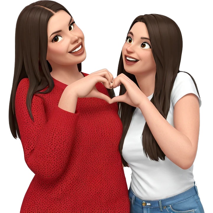 girls making heart hands emoji