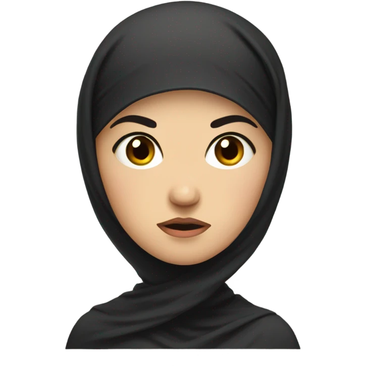 russian woman with black hair and headscarf looking disapproving and mad emoji