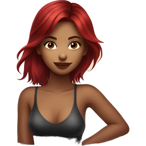 short dark and red hair reflection beauty girl on the beached  emoji
