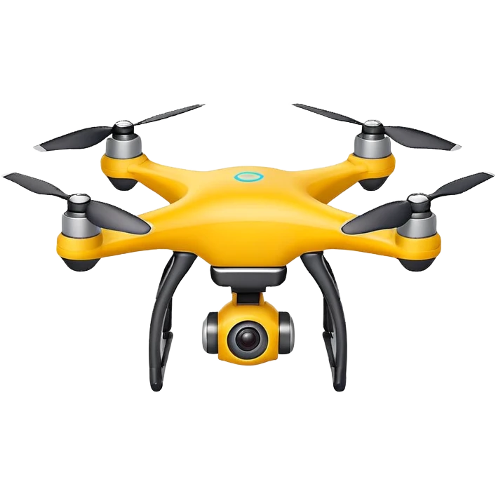 Cute toy drone sticker, small quadcopter, colorful body, simple design, soft shadow, white outline, flat vector style, cartoon illustration, isolated on transparent background with 4 wings emoji