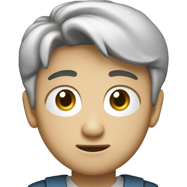 皮肤偏白, 眼睛中等, 戴灰色透明眼睛, 短发的男生 emoji