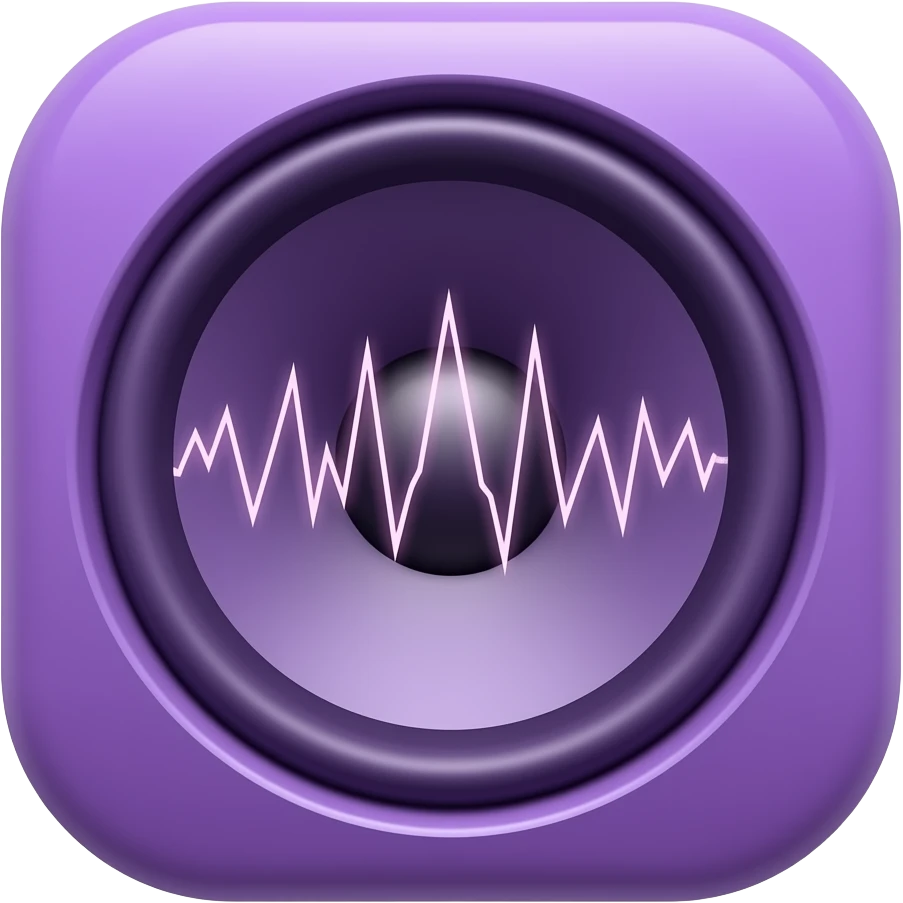 purple speaker with musical waves emoji