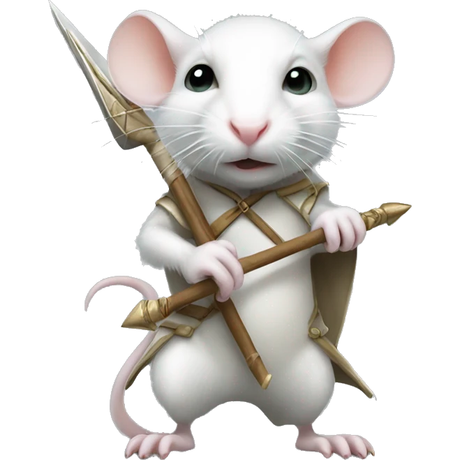 White Rat holding a spear while standing on 2 feet emoji