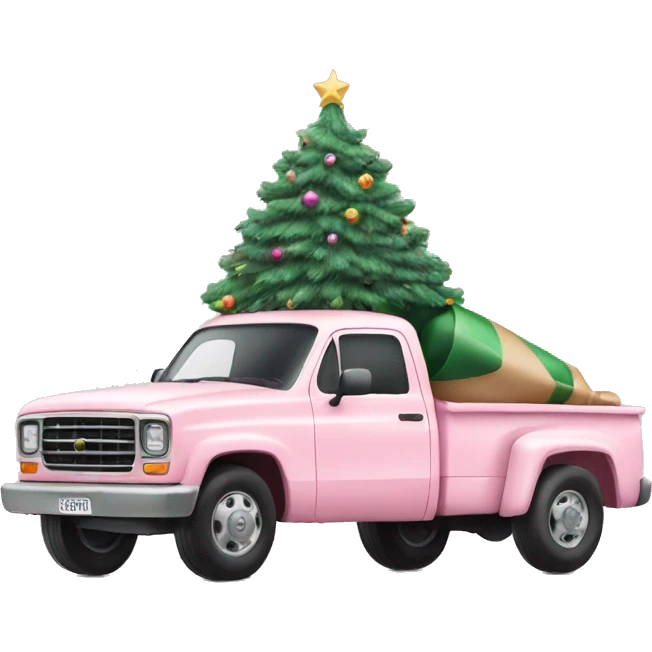Pastel Pink truck with Christmas tree emoji