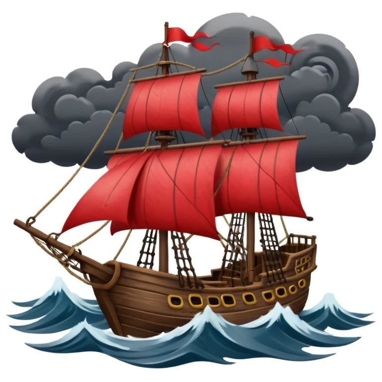 pirate sailing a ship in strome sea background emoji
