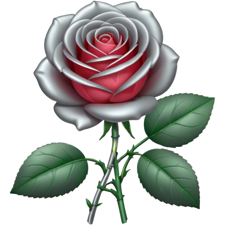 gray metal chrome rose, without green leaves, just flower emoji